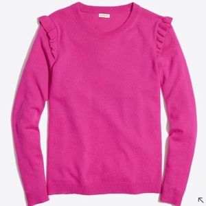 J. Crew Factory Pink Ruffle Shoulder Sweater